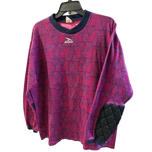 Vintage 90’s Score Goalie Shirt Jersey mens LARGE L Vaporwave Soccer elbow pads - Picture 1 of 7